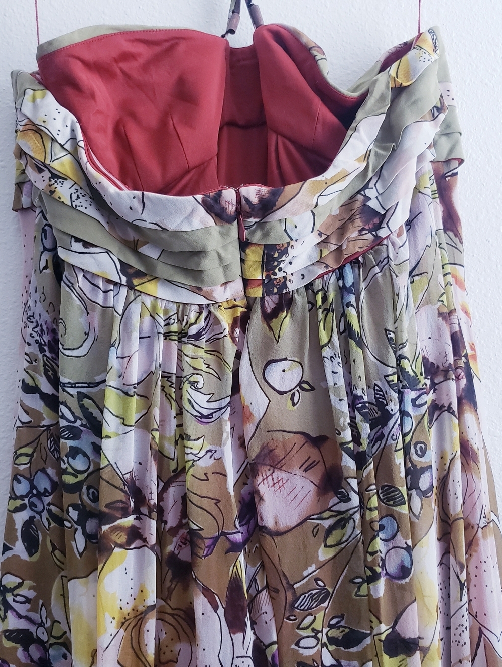 Adrianna Papell Floral Lined Vintage Halter Silk Ombre Midi Dress - Picture 8 of 11